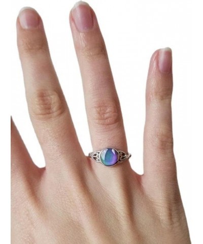 White Gold Plated Handmade Oval Ring Temperature Control Color Change Mood Rings Vintage 925 Sterling Silver Round Crystal Te...