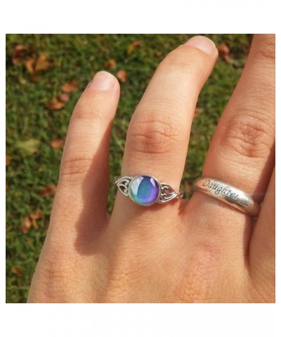 White Gold Plated Handmade Oval Ring Temperature Control Color Change Mood Rings Vintage 925 Sterling Silver Round Crystal Te...