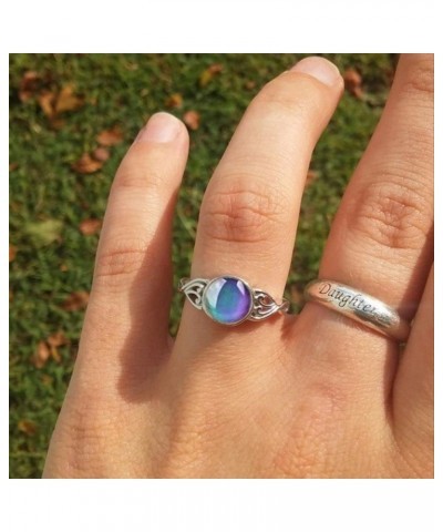 White Gold Plated Handmade Oval Ring Temperature Control Color Change Mood Rings Vintage 925 Sterling Silver Round Crystal Te...