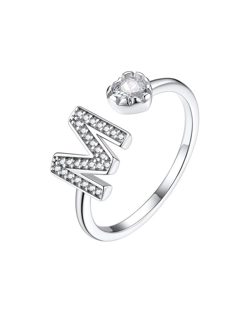 925 Sterling Silver Heart Initial Rings for Women Teen Girls Capital Letter Initial Stackable Rings for Women Girls Alphabet ...