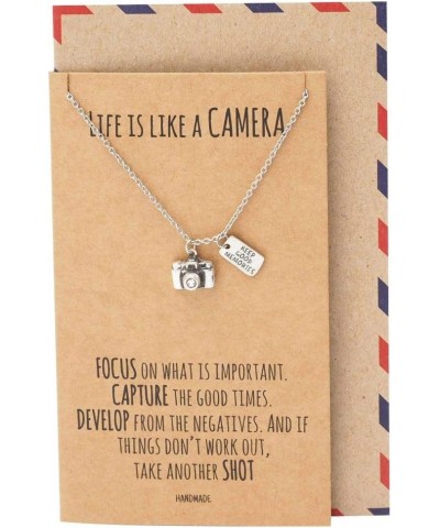 Cute Vintage Camera Miniature Jewelry for Women, Photography Gifts Silver Tone $18.21 Necklaces