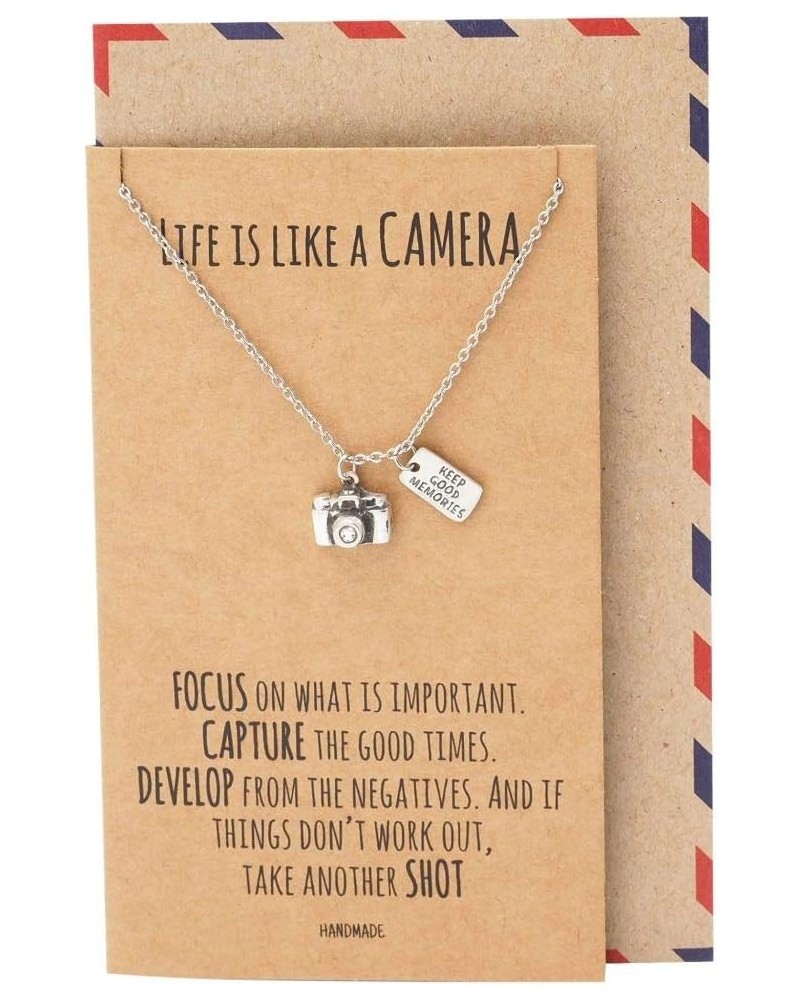 Cute Vintage Camera Miniature Jewelry for Women, Photography Gifts Silver Tone $18.21 Necklaces