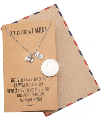 Cute Vintage Camera Miniature Jewelry for Women, Photography Gifts Silver Tone $18.21 Necklaces