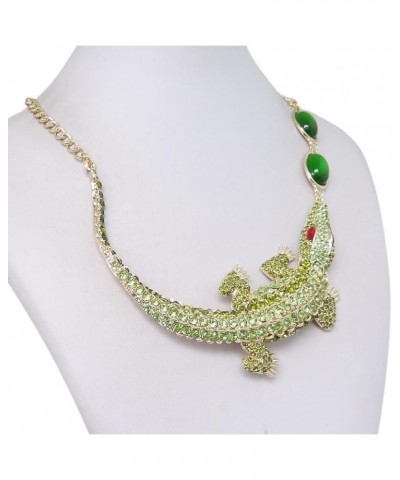 Women's Costume Jewelry Austrian Crystal Lovely Crocodile Dual Waterdrop Animal Statement Collar Necklace Green Gold-Tone $15...