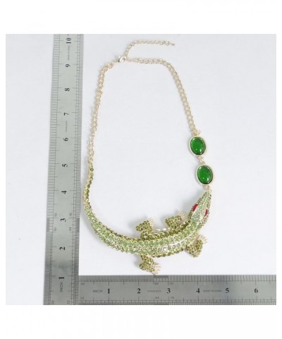 Women's Costume Jewelry Austrian Crystal Lovely Crocodile Dual Waterdrop Animal Statement Collar Necklace Green Gold-Tone $15...