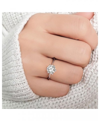 1ct 1.5ct 2ct Moissanite Rings for Women, D Color Round Solitaire Lab Created Diamond Ring 18K White Gold Plated 925 Sterling...