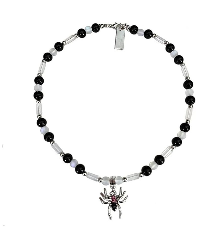 Gothic Spider Choker Necklaces Black Bead Ball Crystal CZ Spider Pendant Necklace Halloween Party Chain Punk Cool Jewelry Per...