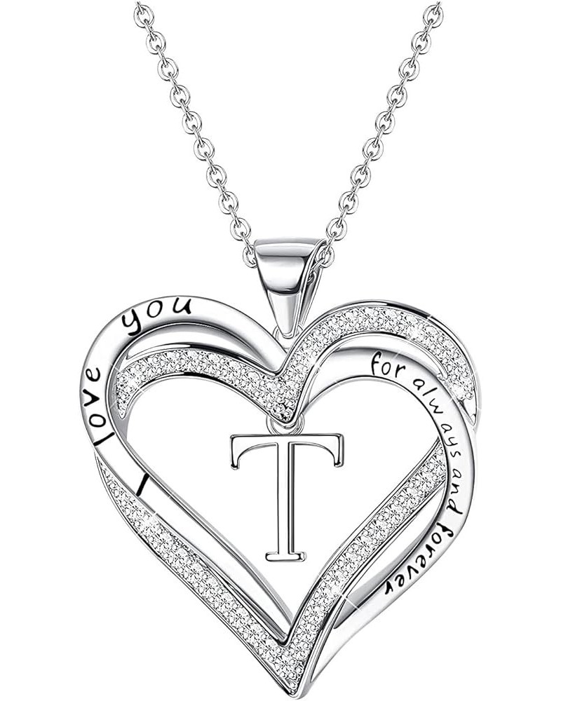 Necklace with Heart Chain Fashion Clavicle 26 Love Letters Heart Neck Necklace Letter Women's (I, One Size) T One Size $8.97 ...