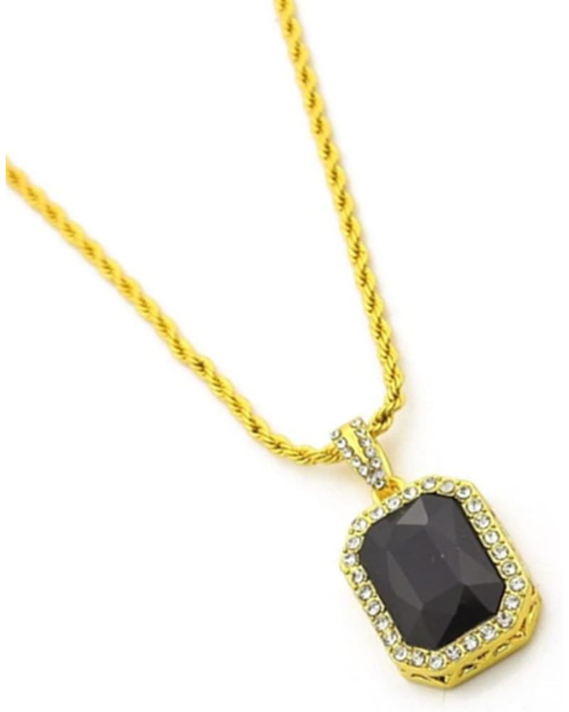 Square Ruby Red Gem Stone Pendant Charm and Gold Rope Chain Necklace Mini-Pendant Style black pendant $9.34 Necklaces