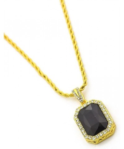 Square Ruby Red Gem Stone Pendant Charm and Gold Rope Chain Necklace Mini-Pendant Style black pendant $9.34 Necklaces