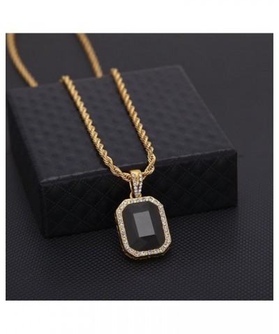 Square Ruby Red Gem Stone Pendant Charm and Gold Rope Chain Necklace Mini-Pendant Style black pendant $9.34 Necklaces