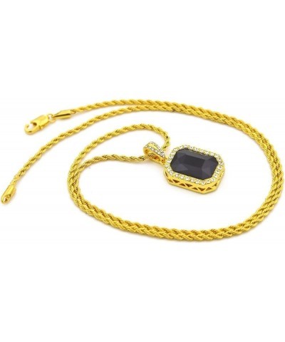 Square Ruby Red Gem Stone Pendant Charm and Gold Rope Chain Necklace Mini-Pendant Style black pendant $9.34 Necklaces