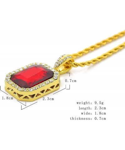 Square Ruby Red Gem Stone Pendant Charm and Gold Rope Chain Necklace Mini-Pendant Style black pendant $9.34 Necklaces