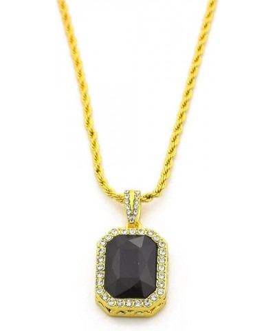 Square Ruby Red Gem Stone Pendant Charm and Gold Rope Chain Necklace Mini-Pendant Style black pendant $9.34 Necklaces