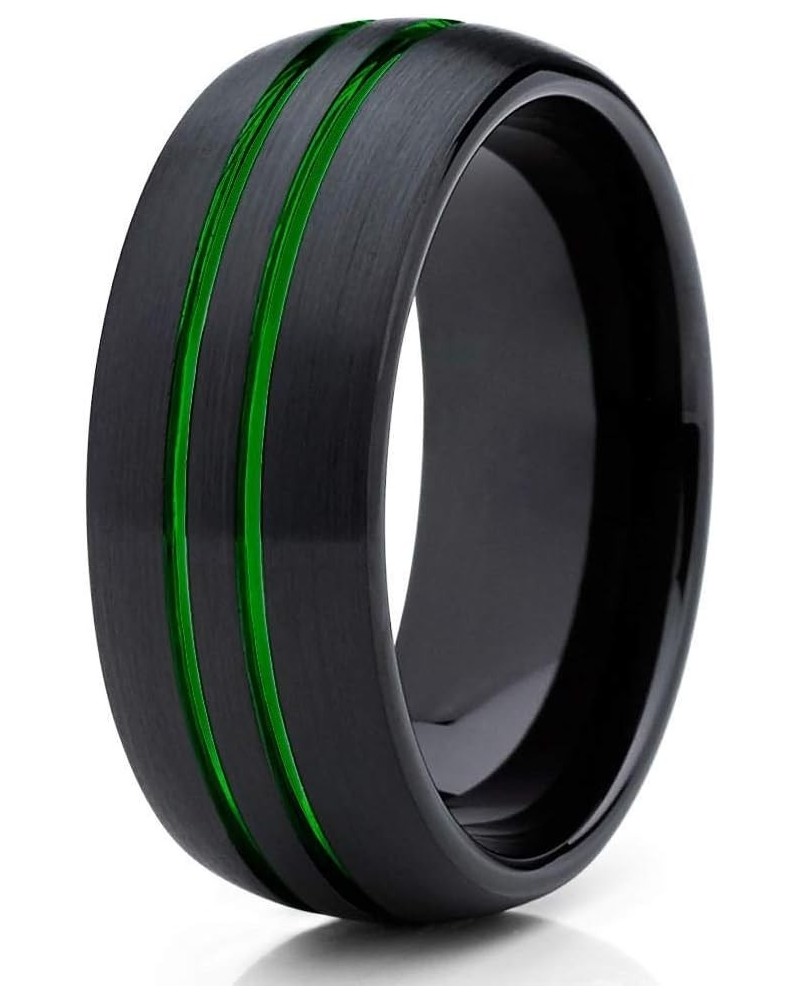 8mm - Green Tungsten Wedding Band - Green Ring - Green Tungsten Ring - Black Tungsten Ring - Anniversary Ring - Engagement Ri...