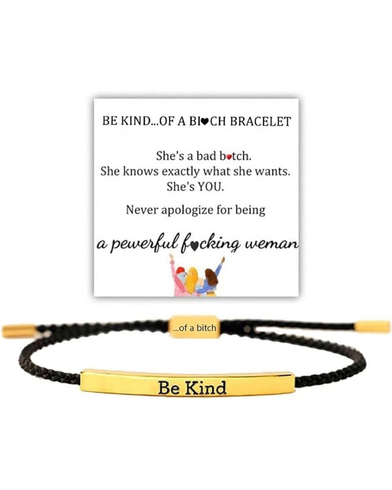 Be Kind of a Bitch Tube Bracelet, Adjustable Braided Rope Handmade Engraved Inspirational Bracelet Stainless Steel Best Bitch...