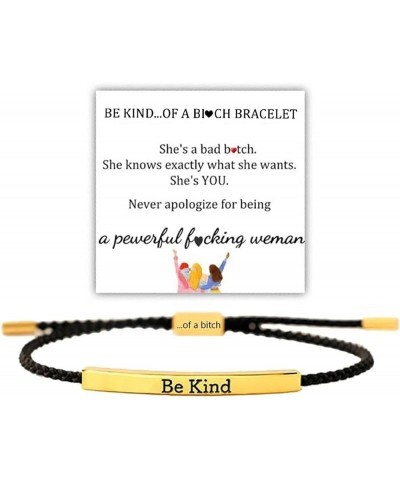 Be Kind of a Bitch Tube Bracelet, Adjustable Braided Rope Handmade Engraved Inspirational Bracelet Stainless Steel Best Bitch...