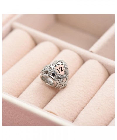 12 13 16 18 21 30 40 50 60 70 Birthday Rose Gold Tone Heart Star Love Bead Charms Compatible with Pandora Charm Bracelets Jew...