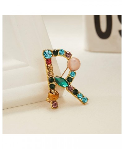 Pearl Initial Brooch Pin Crystal A-Z 26 Alphabet Letters Brooch Colorful Enamel Breastpin Pin Jewelry for women Girl Gifts Go...