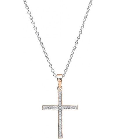 0.10 Carat (ctw) 10K Gold Round Diamond Ladies Cross Pendant 1/10 CT (Silver Chain Included) Rose Gold $62.78 Necklaces