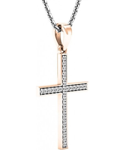 0.10 Carat (ctw) 10K Gold Round Diamond Ladies Cross Pendant 1/10 CT (Silver Chain Included) Rose Gold $62.78 Necklaces