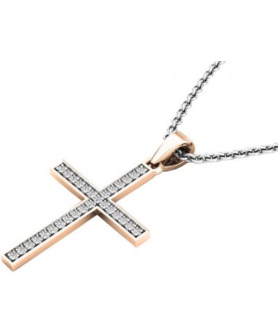 0.10 Carat (ctw) 10K Gold Round Diamond Ladies Cross Pendant 1/10 CT (Silver Chain Included) Rose Gold $62.78 Necklaces