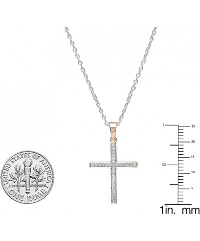 0.10 Carat (ctw) 10K Gold Round Diamond Ladies Cross Pendant 1/10 CT (Silver Chain Included) Rose Gold $62.78 Necklaces