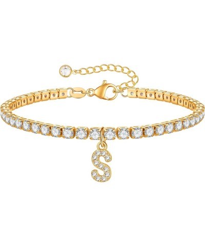 Initial Tennis Gold Bracelets for Women, 14K Gold Plated Tennis Bracelets for Women Girls Cz Diamond Gold Bracelets for Women...