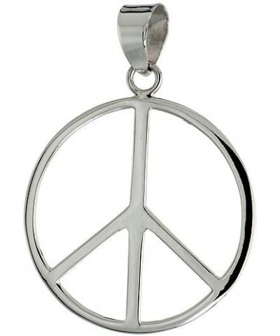 Sterling Silver Peace Sign Pendant, with 18 inch Thin Box Chain, 1 1/4 inch Long $14.84 Necklaces