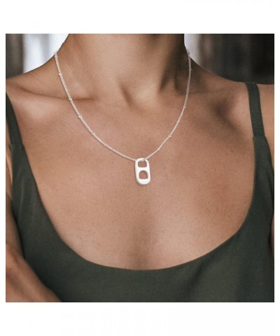 Soda Tab Necklace for Women Soda Bottle Cap Necklaces for Teen Girls Tab Necklace Jewelry Gift for Women Girls silver $8.11 N...