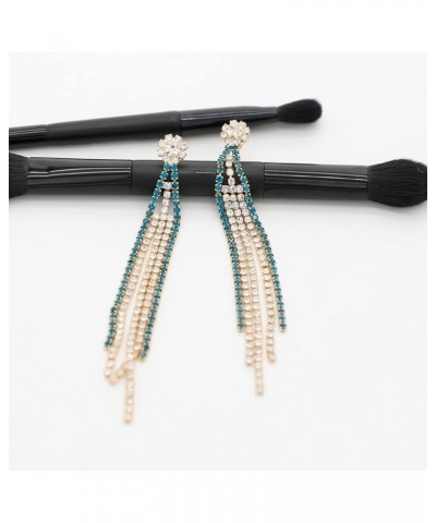 Crystal Rhinestone Tassel Earrings for Women Teen Girls Bohemian Long Fringe Gold Silver Chain Tassel Dangle Drop Earrings Hy...