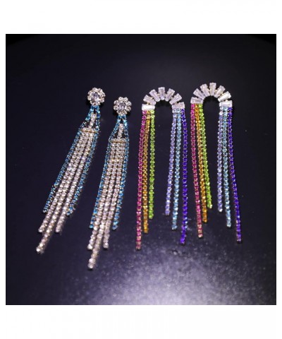 Crystal Rhinestone Tassel Earrings for Women Teen Girls Bohemian Long Fringe Gold Silver Chain Tassel Dangle Drop Earrings Hy...