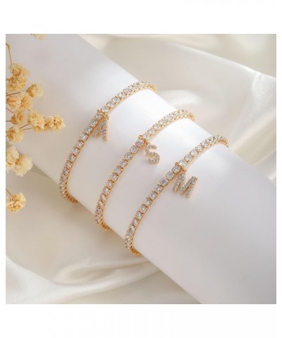 Initial Tennis Gold Bracelets for Women, 14K Gold Plated Tennis Bracelets for Women Girls Cz Diamond Gold Bracelets for Women...