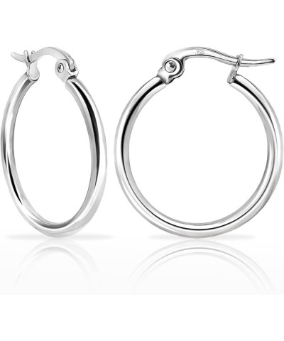 925 Sterling Silver 2mm High Polished Click-Top Hoop Earrings for Women & Teen Girls, Silver, Yellow & Rose Gold Flashed Ster...