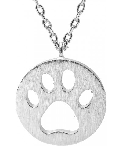 Handcrafted Brushed Metal Cut Out Paw Necklace Silver $8.39 Necklaces