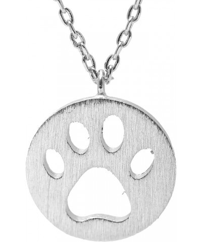 Handcrafted Brushed Metal Cut Out Paw Necklace Silver $8.39 Necklaces