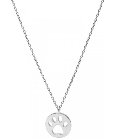 Handcrafted Brushed Metal Cut Out Paw Necklace Silver $8.39 Necklaces