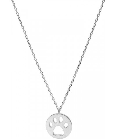 Handcrafted Brushed Metal Cut Out Paw Necklace Silver $8.39 Necklaces