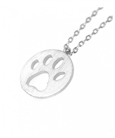 Handcrafted Brushed Metal Cut Out Paw Necklace Silver $8.39 Necklaces