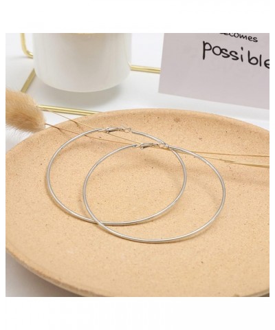 Dainty 100mm 14K Yellow Gold Silver Big Large Hoop Earrings For Women Girls Sensitive Ears Fashion Round Circle Oversize Hugg...