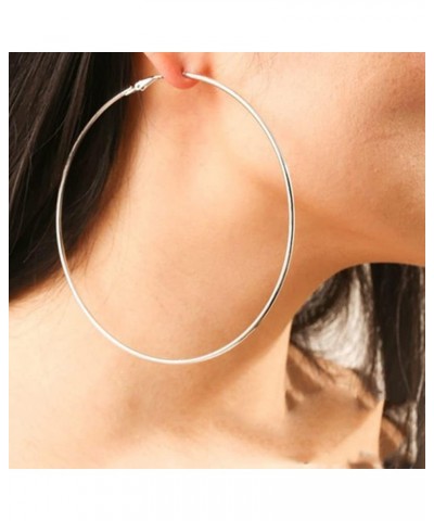 Dainty 100mm 14K Yellow Gold Silver Big Large Hoop Earrings For Women Girls Sensitive Ears Fashion Round Circle Oversize Hugg...