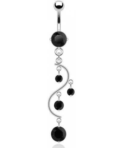 Vine Dangle Belly Navel Ring - 14 Gauge, 3/8 Black $8.00 Body Jewelry