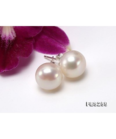 925 Sterling Silver Earrings Natural Button White Cultured Freshwater Pearl Stud Earrings for Women AAA Quality 7-7.5mm $10.2...