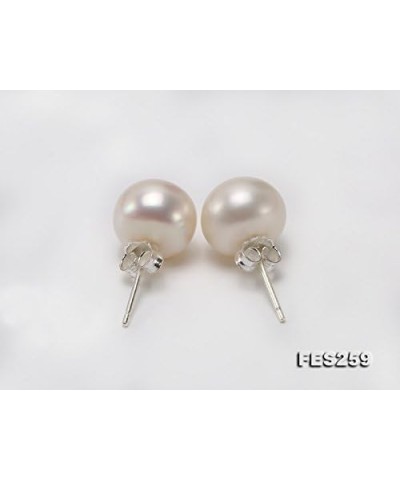 925 Sterling Silver Earrings Natural Button White Cultured Freshwater Pearl Stud Earrings for Women AAA Quality 7-7.5mm $10.2...