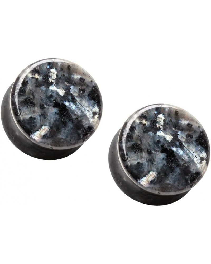 Natural Black Labradorite Stone Double Flared Plugs, Sold as a Pair 12mm (1/2") $9.06 Body Jewelry