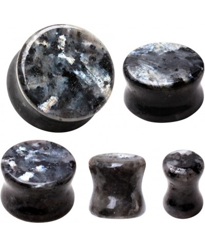 Natural Black Labradorite Stone Double Flared Plugs, Sold as a Pair 12mm (1/2") $9.06 Body Jewelry