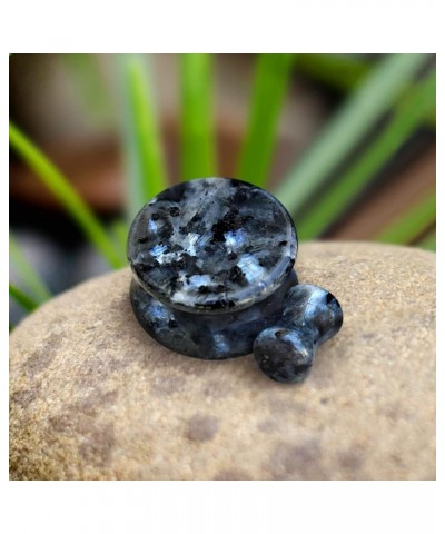 Natural Black Labradorite Stone Double Flared Plugs, Sold as a Pair 12mm (1/2") $9.06 Body Jewelry