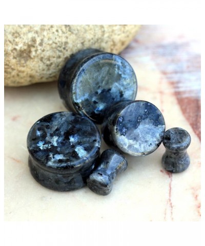 Natural Black Labradorite Stone Double Flared Plugs, Sold as a Pair 12mm (1/2") $9.06 Body Jewelry