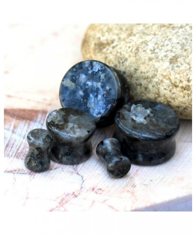 Natural Black Labradorite Stone Double Flared Plugs, Sold as a Pair 12mm (1/2") $9.06 Body Jewelry