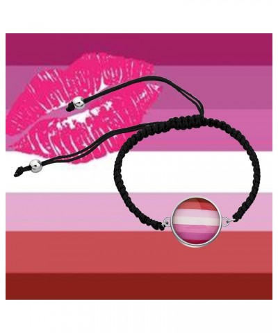 LBSBO LGBT Adjustable Bracelet Rainbow Gay & Lesbian Pride Bracelet Lipstick Lesbian Br $9.04 Bracelets